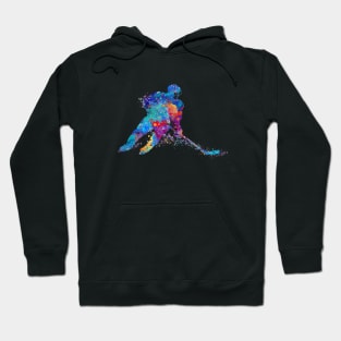 Ice Hockey Player Girl Watercolor Silhouette Hoodie